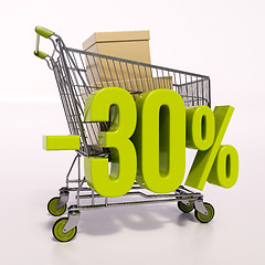 Image showing Shopping cart and percentage sign, 30 percent