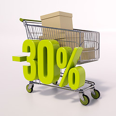 Image showing Shopping cart and percentage sign, 30 percent