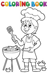 Image showing Coloring book barbeque theme 1