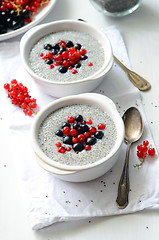 Image showing chia seed pudding with fresh berries