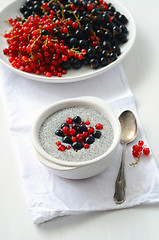 Image showing chia seed pudding with fresh berries