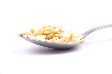 Image showing Almond slivers on spoon