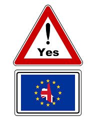 Image showing Attention sign with exclamation mark and added information