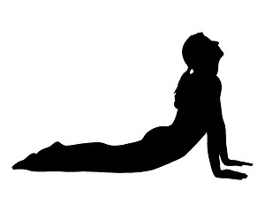 Image showing Silhouette of woman doing yoga