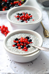 Image showing chia seed pudding with fresh berries