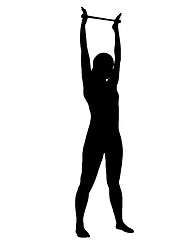 Image showing Silhouette of woman doing exercises