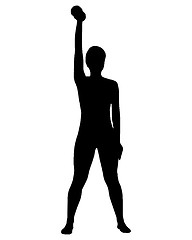 Image showing Silhouette of woman doing exercises