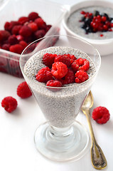 Image showing chia seed pudding with fresh berries