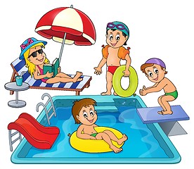 Image showing Children by pool theme image 3