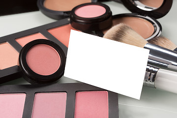 Image showing makeup cosmetics for eyes and bussiness card