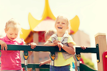 Image showing happy little girls on children playground