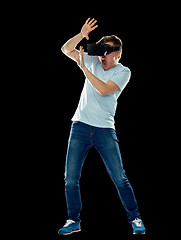 Image showing  man in virtual reality headset or 3d glasses