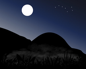 Image showing Mountains at night in the moonlight