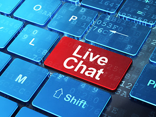 Image showing Web design concept: Live Chat on computer keyboard background