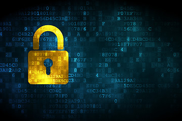 Image showing Information concept: Closed Padlock on digital background