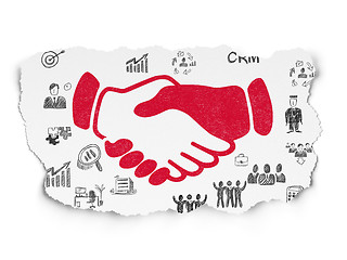 Image showing Business concept: Handshake on Torn Paper background