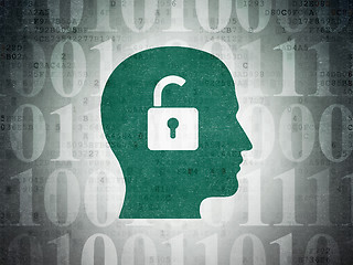 Image showing Business concept: Head With Padlock on Digital Data Paper background