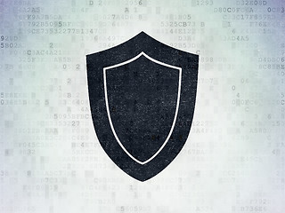 Image showing Security concept: Shield on Digital Data Paper background