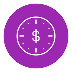 Image showing Wall clock with dollar symbol line icon.