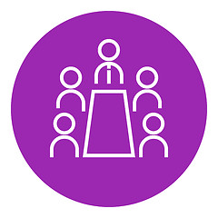 Image showing Business meeting in the office line icon.