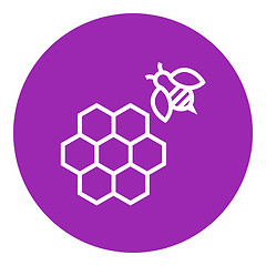 Image showing Honeycomb and bee line icon.