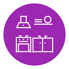 Image showing Kitchen interior line icon.