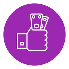 Image showing Hand holding money line icon.