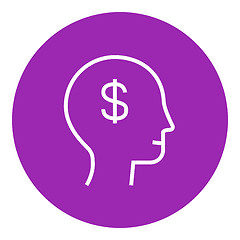 Image showing Human head with dollar symbol line icon.