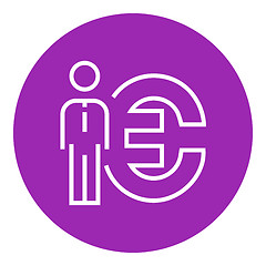Image showing Businessman standing beside the Euro symbol line icon.