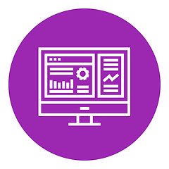 Image showing Monitor with business graphs line icon.