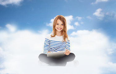 Image showing smiling girl with tablet pc computer