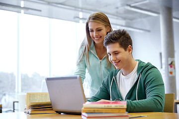 Image showing high school students with laptop in classroom