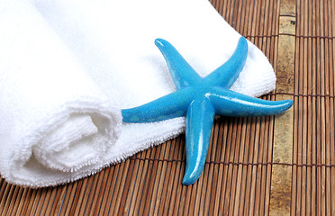 Image showing Starfish and towel