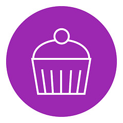 Image showing Cupcake with cherry line icon.