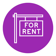 Image showing For rent placard line icon.