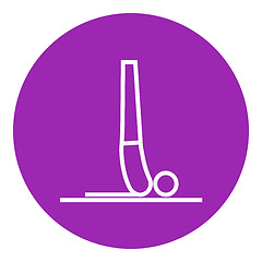 Image showing Man practicing yoga line icon.