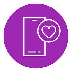 Image showing Smartphone with heart sign line icon.