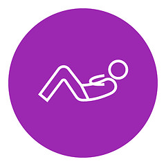 Image showing Man doing abdominal crunches line icon.