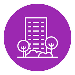 Image showing Residential building with trees line icon.