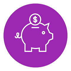 Image showing Piggy bank with dollar coin line icon.