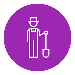 Image showing Farmer with shovel line icon.