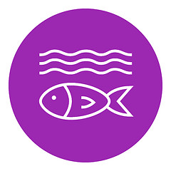 Image showing Fish under water line icon.