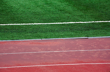 Image showing Football field. Rain