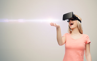 Image showing woman in virtual reality headset or 3d glasses