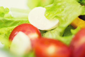 Image showing close up of vegetable salad with mozzarella cheese