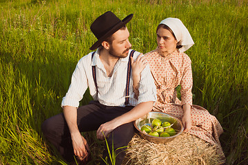 Image showing The healthy natural food in the field. Family dinner