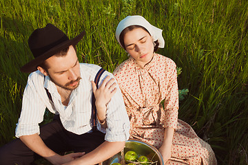 Image showing The healthy natural food in the field. Family dinner