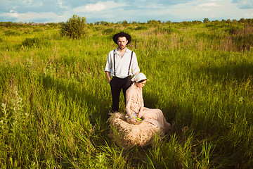 Image showing The healthy natural food in the field. Family dinner