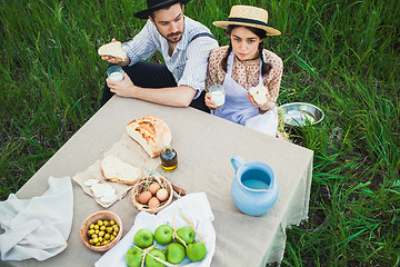 Image showing The healthy natural food in the field. Family dinner