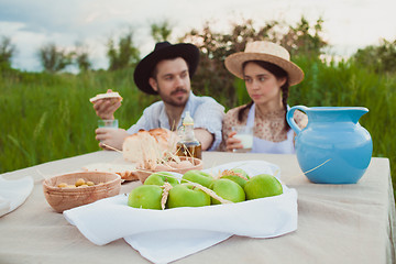 Image showing The healthy natural food in the field. Family dinner